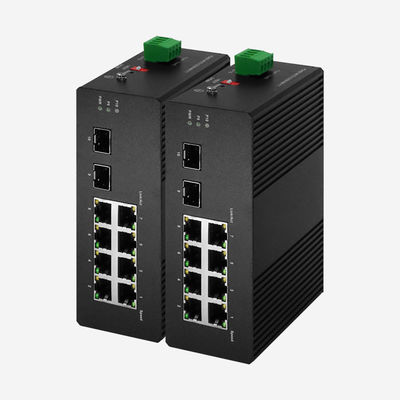 Gigabit 8 RJ45 PoE-poorten en 2 SFP-DC-stroomvoorziening en -40 °C ~ 85 °C industriële slimme schakelaar voor toepassing